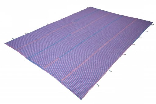 Corner detail of New Modern Design rug showing border pattern and Wool pile