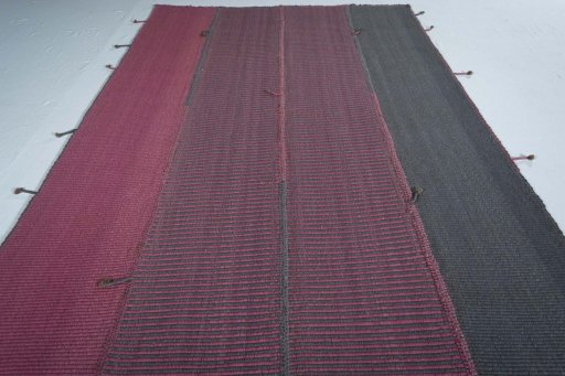 Close-up detail of New Modern Design rug from Iran / Persia showing Wool weave