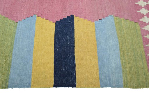 Close-up detail of New Modern Design rug from Iran / Persia showing Wool weave