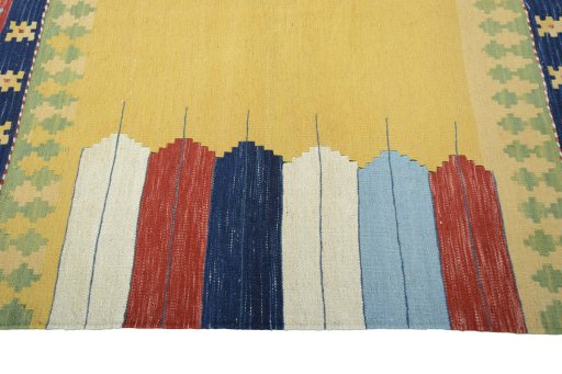 Close-up detail of New Modern Design rug from Iran / Persia showing Wool weave