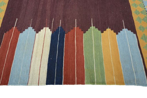 Close-up detail of New Modern Design rug from Iran / Persia showing Wool weave
