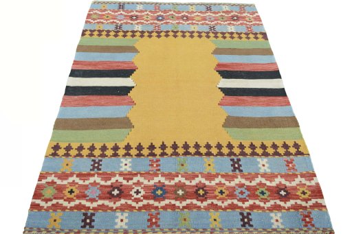 Close-up detail of New Modern Design rug from Iran / Persia showing Wool weave