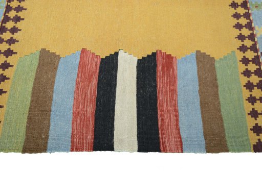 Close-up detail of New Modern Design rug from Iran / Persia showing Wool weave