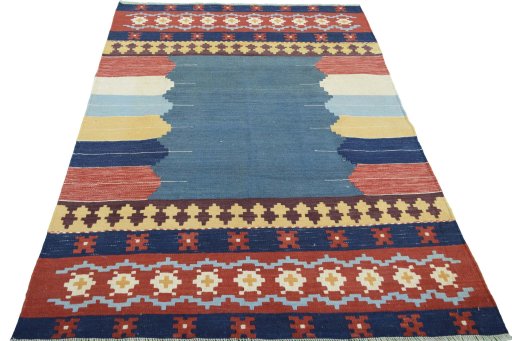 Close-up detail of New Modern Design rug from Iran / Persia showing Wool weave
