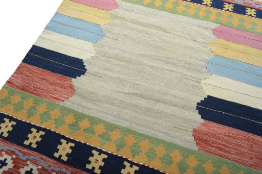 Surface texture of New Modern Design rug with natural Wool and intricate pattern