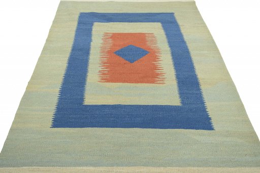 Close-up detail of New Modern Design rug from Iran / Persia showing Wool weave