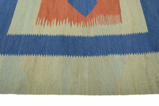 Close-up detail of New Modern Design rug from Iran / Persia showing Wool weave