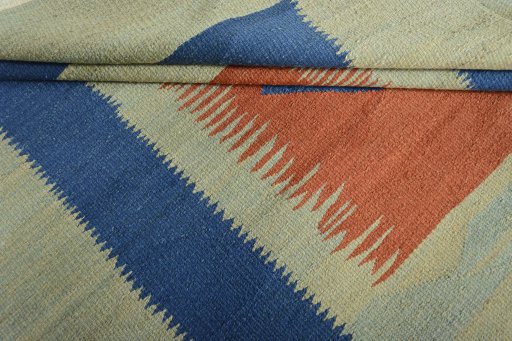 Full view of New Modern Design rug from Iran / Persia, 207 × 156 cm in Green tones