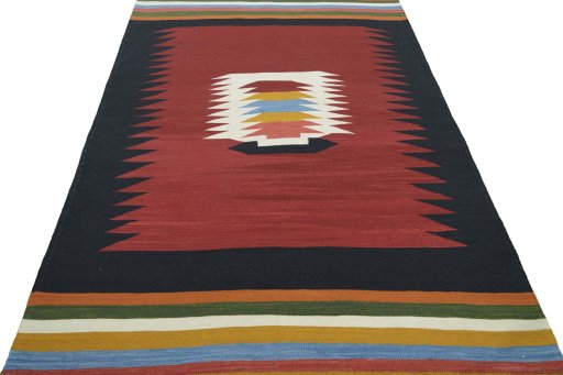 Close-up detail of New Modern Design rug from Iran / Persia showing Wool weave