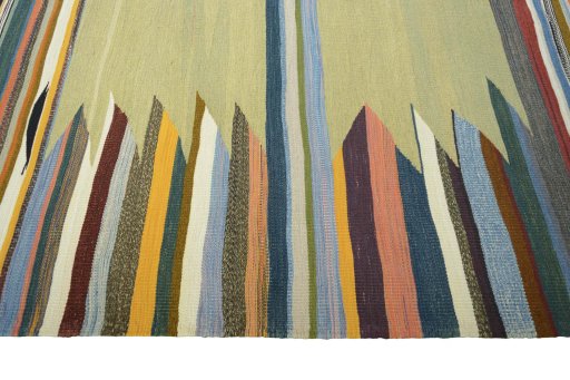 Close-up detail of New Modern Design rug from Iran / Persia showing Wool weave