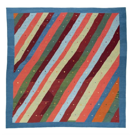 Full view of New Modern Design rug from Iran / Persia, 305 × 305 cm in Multi Color tones