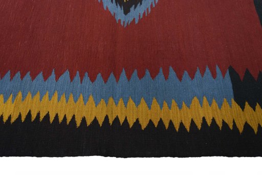 Close-up detail of New Modern Design rug from Iran / Persia showing Wool weave