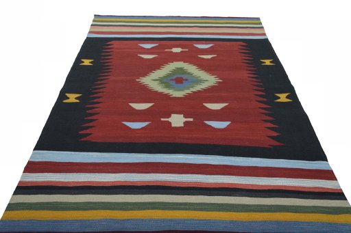 Close-up detail of New Modern Design rug from Iran / Persia showing Wool weave