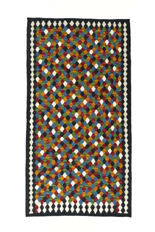 Full view of New Modern Design rug from Iran / Persia, 185 × 98 cm in Multi Color tones