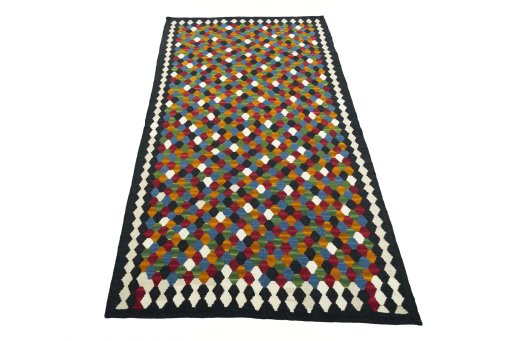 Close-up detail of New Modern Design rug from Iran / Persia showing Wool weave