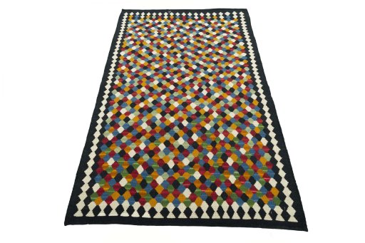 Close-up detail of New Modern Design rug from Iran / Persia showing Wool weave