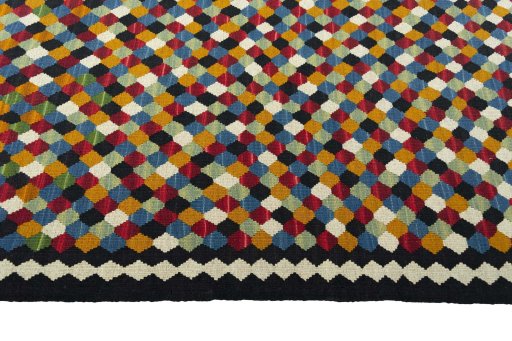 Close-up detail of New Modern Design rug from Iran / Persia showing Wool weave