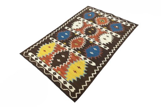 Corner detail of New Modern Design rug showing border pattern and Wool pile