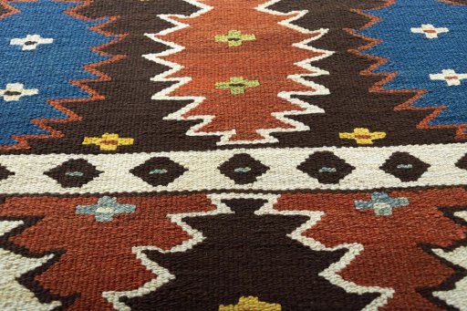 Surface texture of New Modern Design rug with natural Wool and intricate pattern
