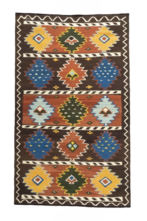 Full view of New Modern Design rug from Iran / Persia, 191 × 115 cm in Multi Color tones