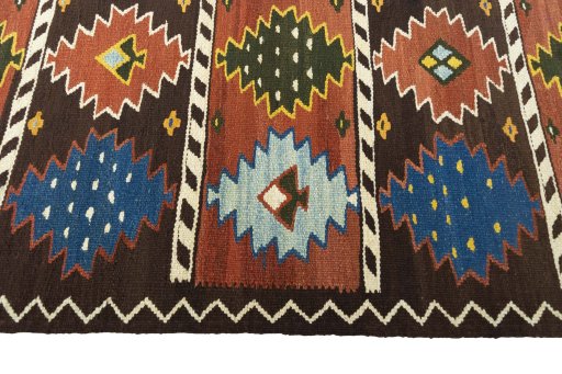 Close-up detail of New Modern Design rug from Iran / Persia showing Wool weave