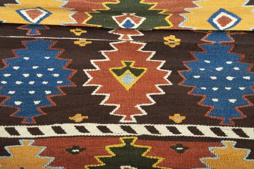 Full view of New Modern Design rug from Iran / Persia, 191 × 115 cm in Multi Color tones