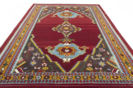 Close-up detail of New Modern Design rug from Iran / Persia showing Wool weave