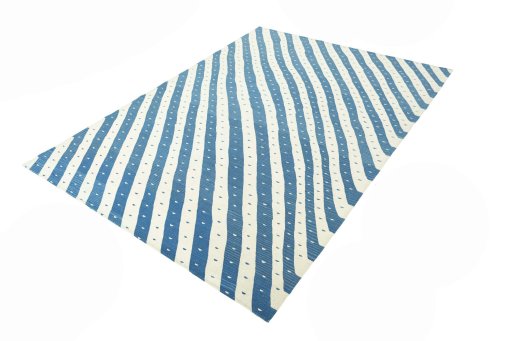 Corner detail of New Modern Design rug showing border pattern and Wool pile