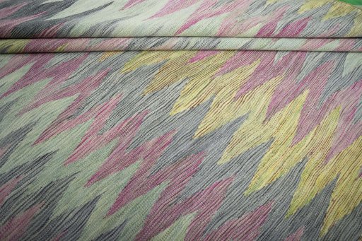 Full view of New Modern Design rug from Iran / Persia, 308 × 198 cm in Multi Color tones