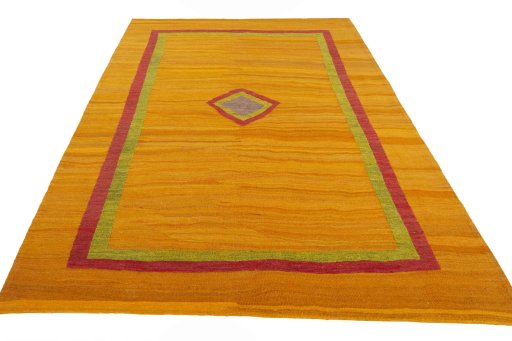Close-up detail of New Modern Design rug from Iran / Persia showing Wool weave