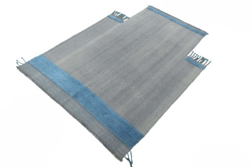 Corner detail of New Modern Design rug showing border pattern and Wool pile