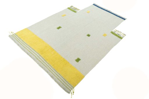 Corner detail of New Modern Design rug showing border pattern and Wool pile