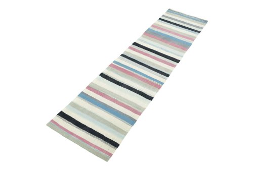 Corner detail of New Modern Design rug showing border pattern and Wool pile