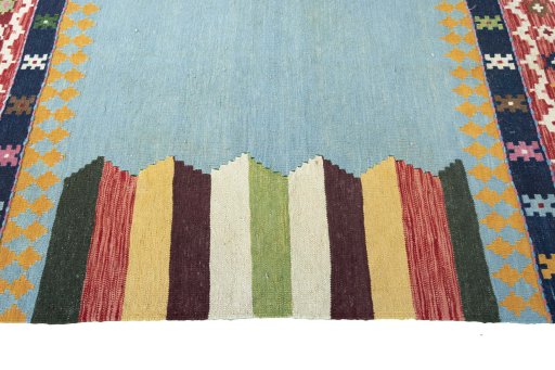 Close-up detail of New Modern Design rug from Iran / Persia showing Wool weave