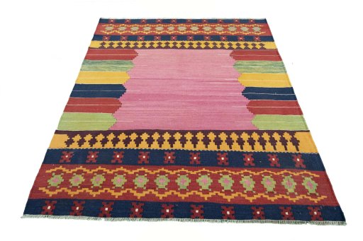 Close-up detail of New Modern Design rug from Iran / Persia showing Wool weave