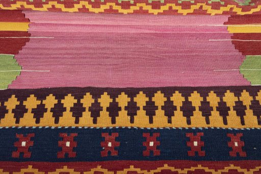 Close-up detail of New Modern Design rug from Iran / Persia showing Wool weave