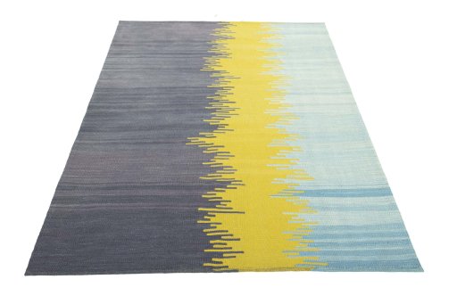 Close-up detail of New Modern Design rug from Iran / Persia showing Wool weave
