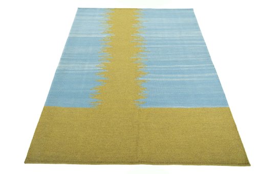 Close-up detail of New Modern Design rug from Iran / Persia showing Wool weave