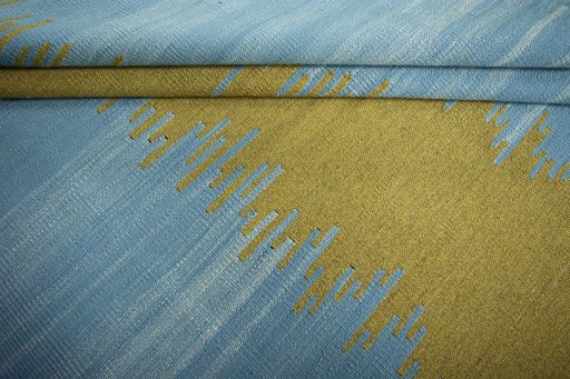 Full view of New Modern Design rug from Iran / Persia, 186 × 139 cm in Yellow tones