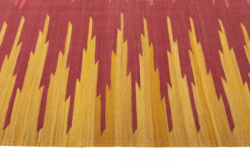 Close-up detail of New Modern Design rug from Iran / Persia showing Wool weave