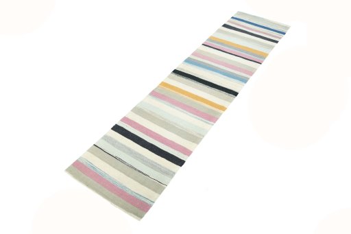 Corner detail of New Modern Design rug showing border pattern and Wool pile