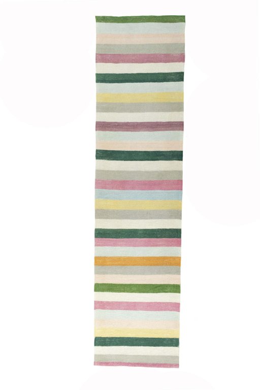 Full view of New Modern Design rug from Iran / Persia, 285 × 71 cm in Multi Color tones