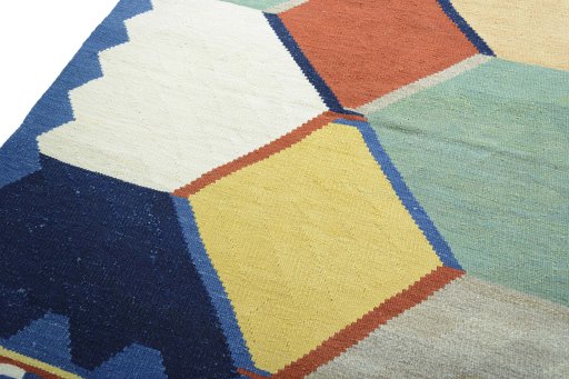 Surface texture of New Modern Design rug with natural Wool and intricate pattern