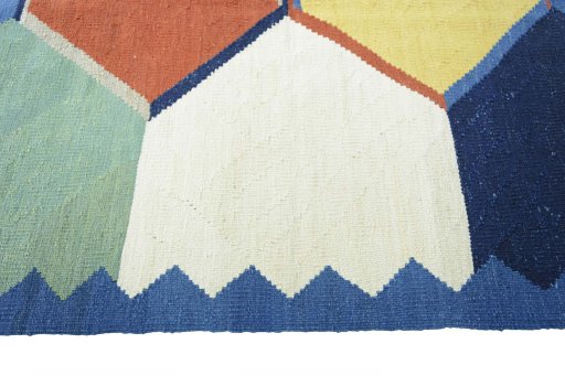 Close-up detail of New Modern Design rug from Iran / Persia showing Wool weave