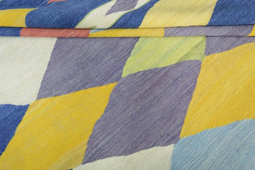Full view of New Modern Design rug from Iran / Persia, 293 × 192 cm in Multi Color tones