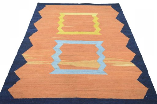 Close-up detail of New Modern Design rug from Iran / Persia showing Wool weave