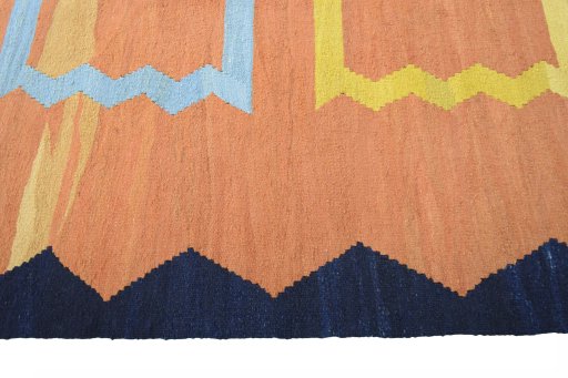 Close-up detail of New Modern Design rug from Iran / Persia showing Wool weave