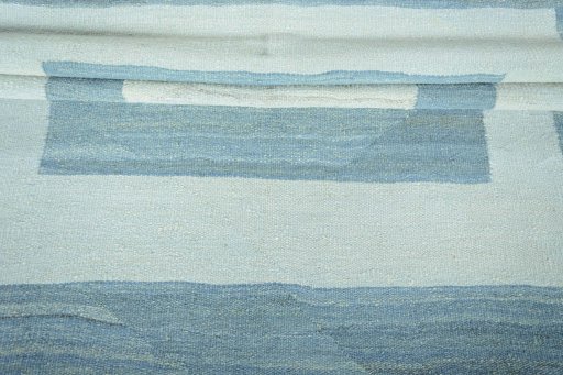 Full view of New Modern Design rug from Iran / Persia, 196 × 146 cm in Blue tones