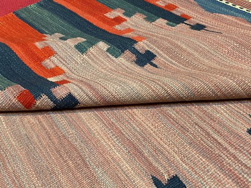 Surface texture of New Modern Design rug with natural Wool and intricate pattern