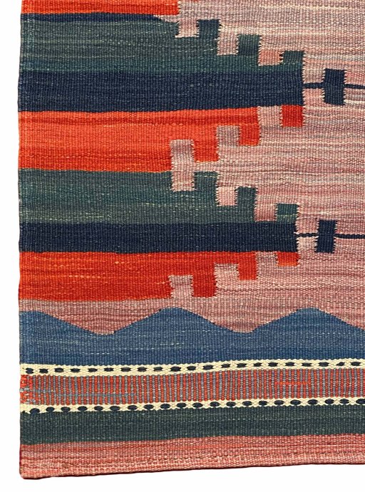 Close-up detail of New Modern Design rug from Iran / Persia showing Wool weave